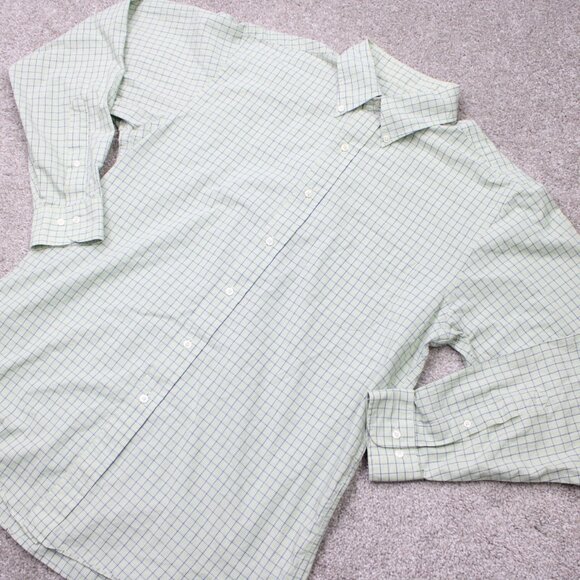 Brooks Brothers 346 Shirt Mens 16, 34/35 Green 100% Cotton Long Sleeve Button - Picture 4 of 12